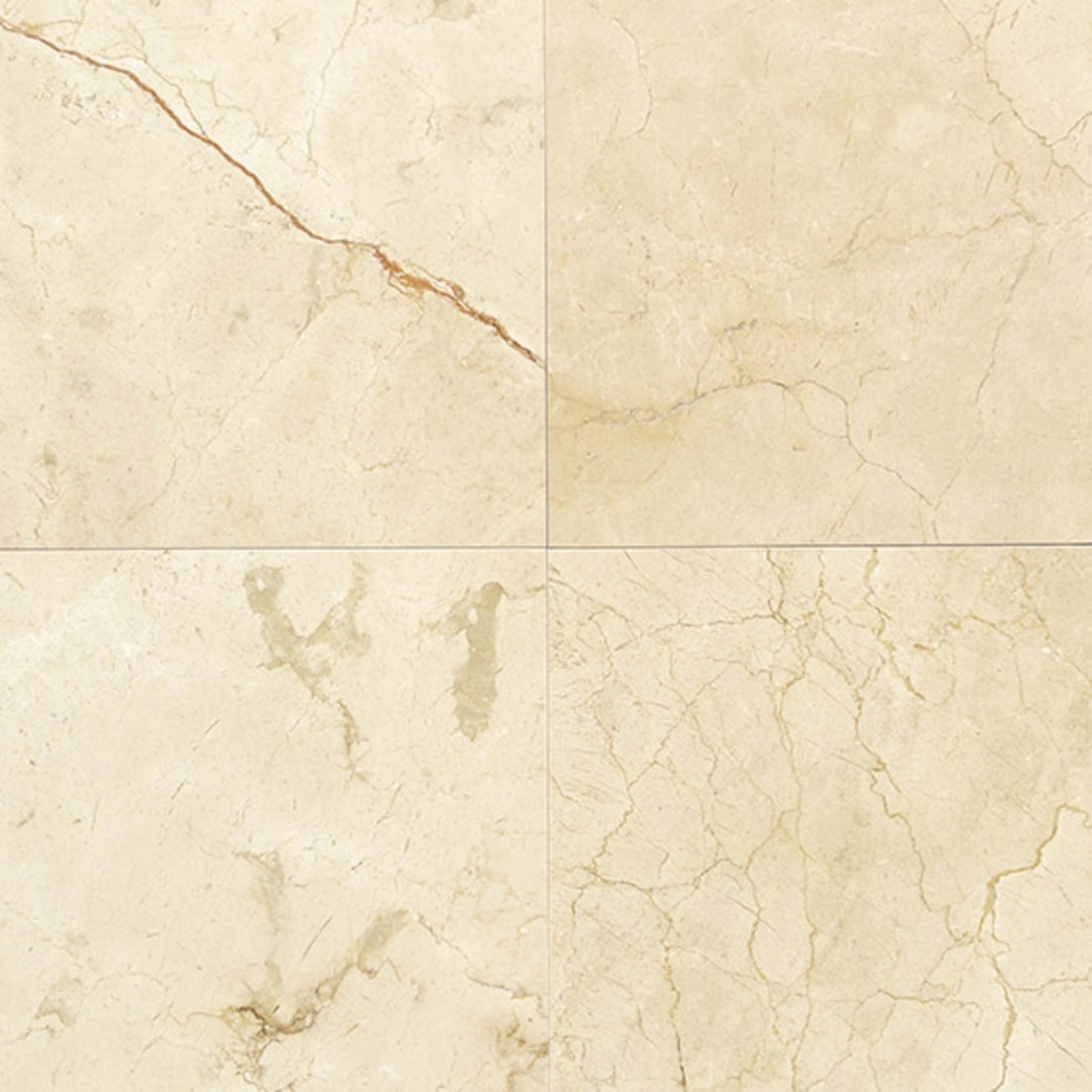 Marble in Crema Marfil Cl-18x18x.5-Polished Natural Stone