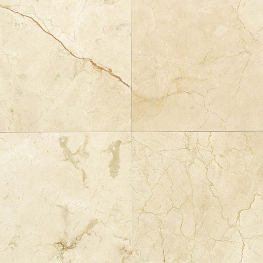 Marble in Crema Marfil Cl-18x18x.5-Polished Natural Stone