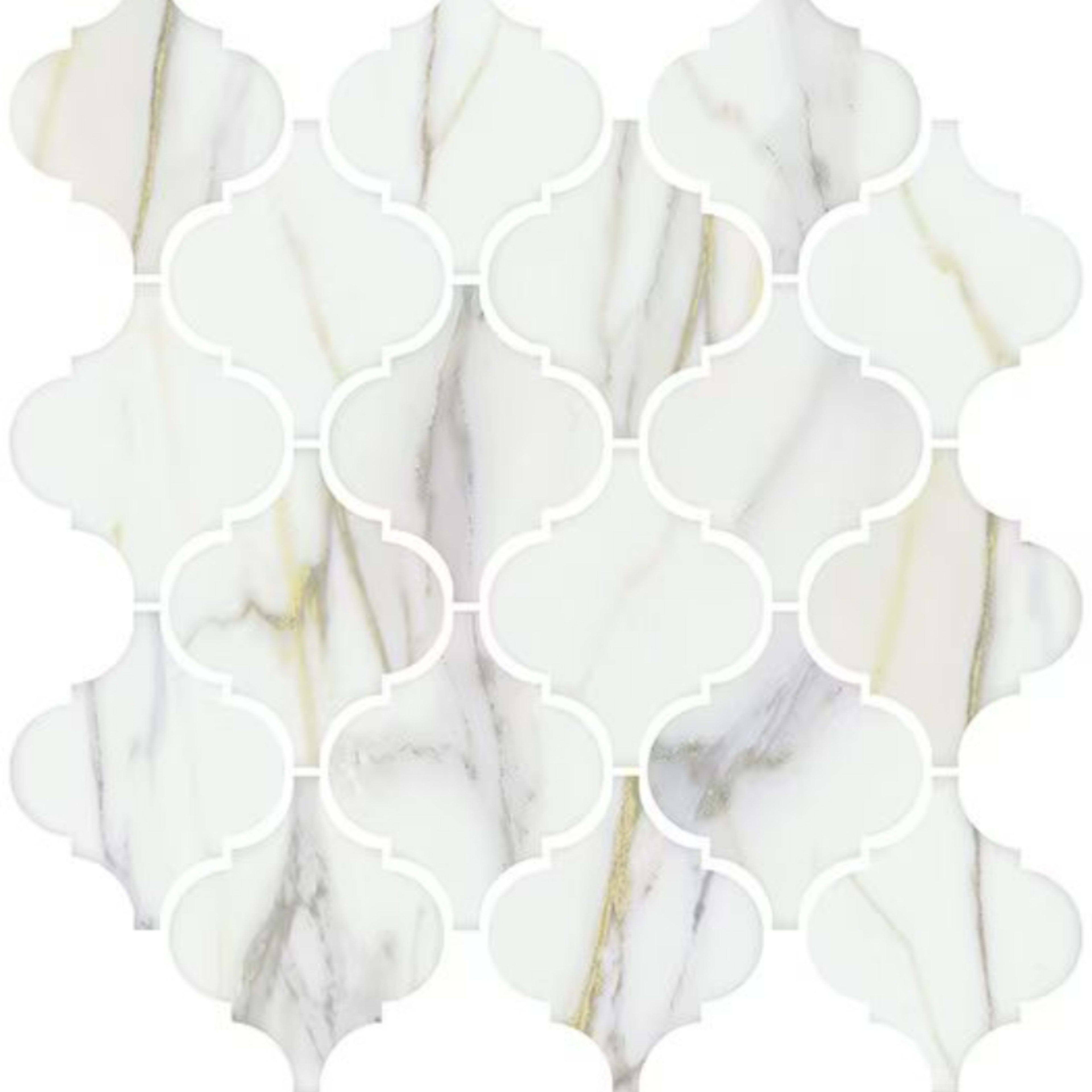 Mythique Marble in Calacatta Matte Arabesque Tile