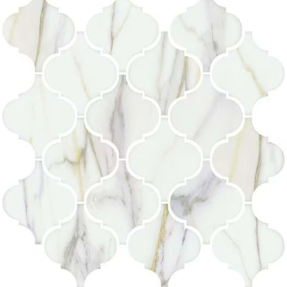 Mythique Marble in Calacatta Matte Arabesque Tile