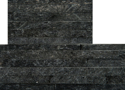 SLATE, QUARTZITE & SANDSTONE in Black Quartzite - Mini Stacked Mini Corner Set 6" X 24" X 1.25"