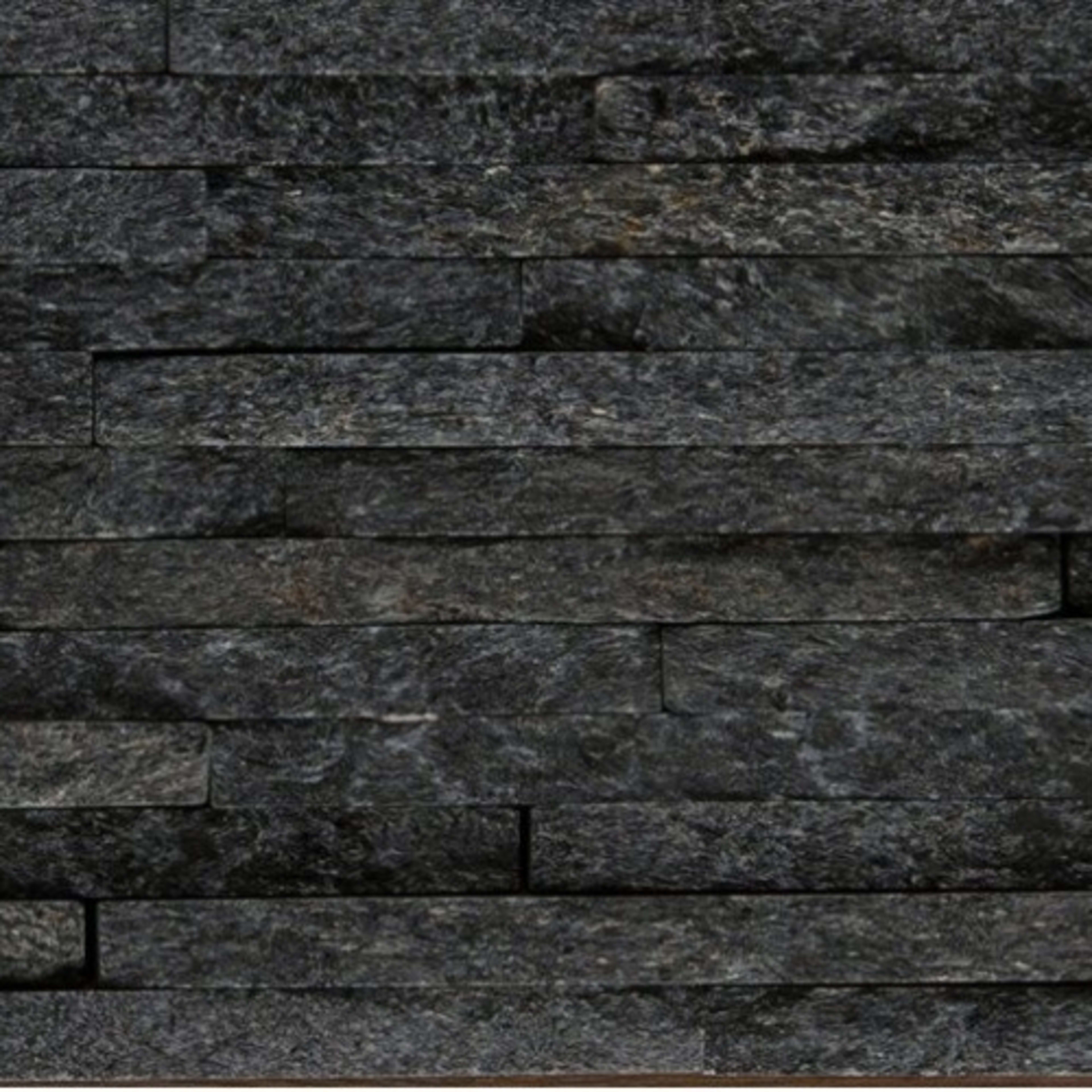SLATE, QUARTZITE & SANDSTONE in Black Quartzite - Mini Stacked 6" X 24" Natural Stone