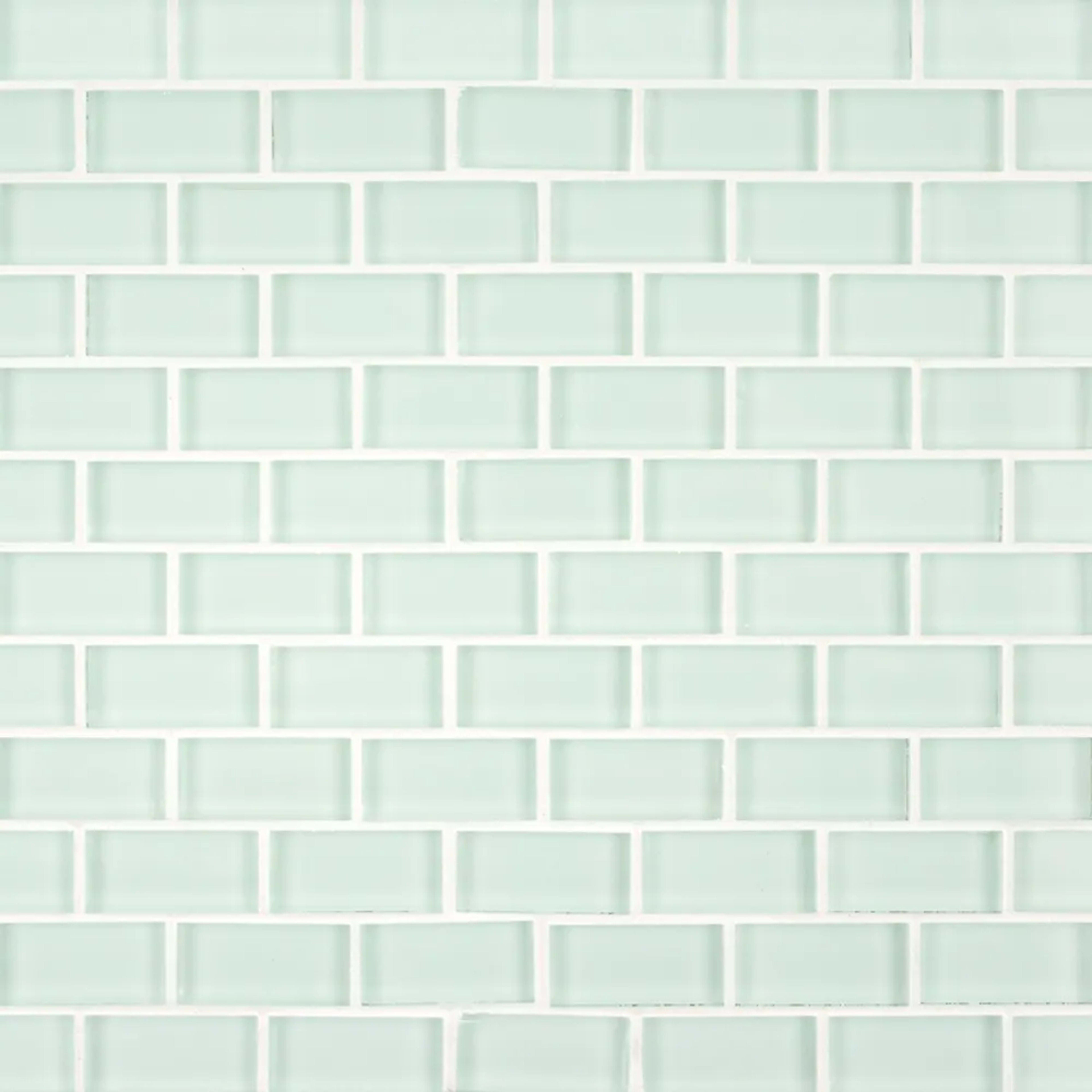 Mint Brick Mosaic in Mint Glass Tile