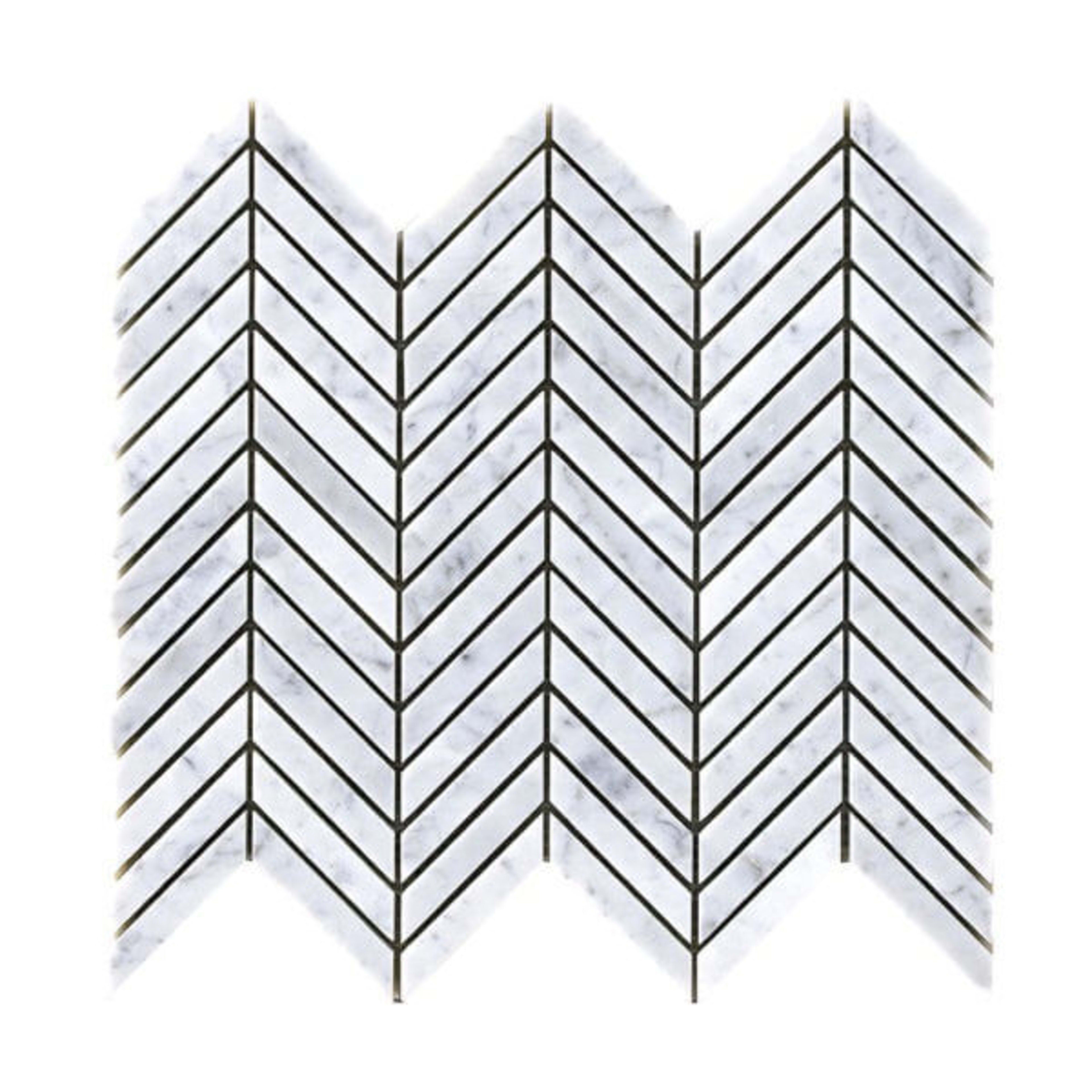 Stone & Marble in Statuario/Natural _ Chevron Tile