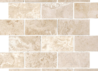Travertine in Ivory Tumbled 2x4-Brick