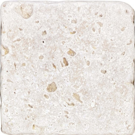 Travertine in Ivory Tumbled 4x4 Natural Stone