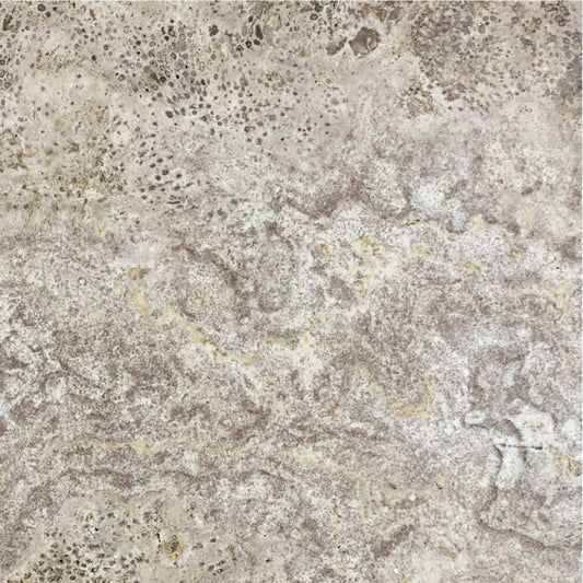 Travertine in Silver Ash Filled & Honed 12x12 Natural Stone