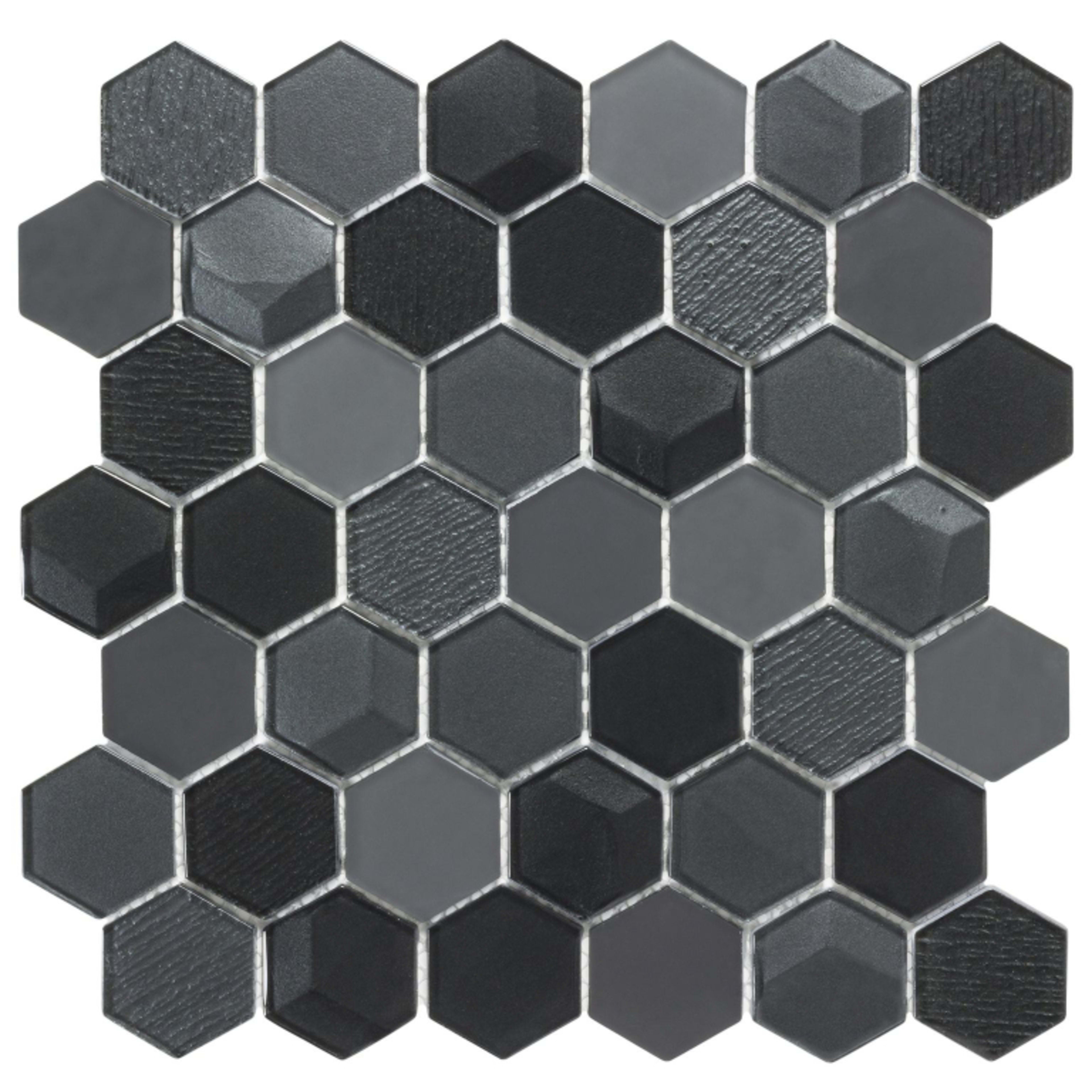 Monet Magic in Smokey Hex Glass Tile