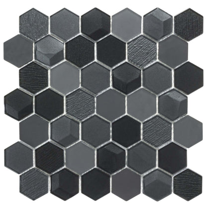 Monet Magic in Smokey Hex Glass Tile
