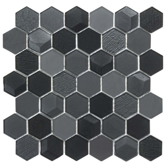 Monet Magic in Smokey Hex Glass Tile