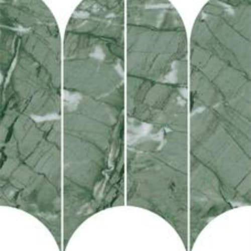 Incanto - 28X31 in Verde Antigua Glossy Mosaico Ventaglio-28x31