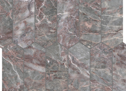 Sereno Burgundy in Picket Mosaic Honed