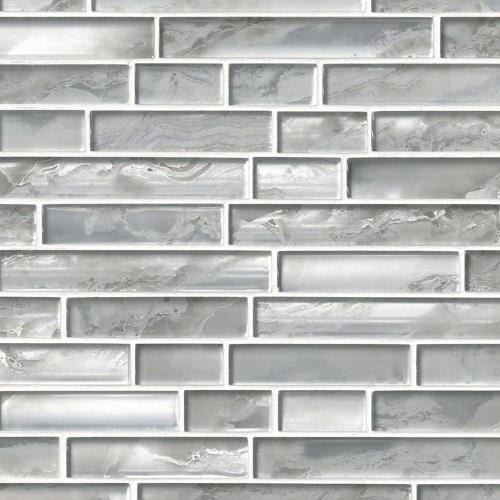 Silver Canvas in Interlocking Pattern Glass Tile