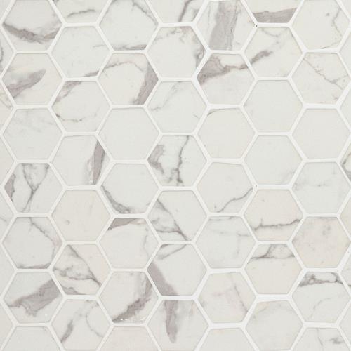 Statuario Celano in Hexagon Glass Tile