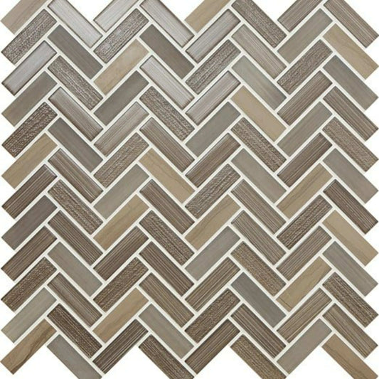 Serentina in Solitude Herringbone Glass Tile