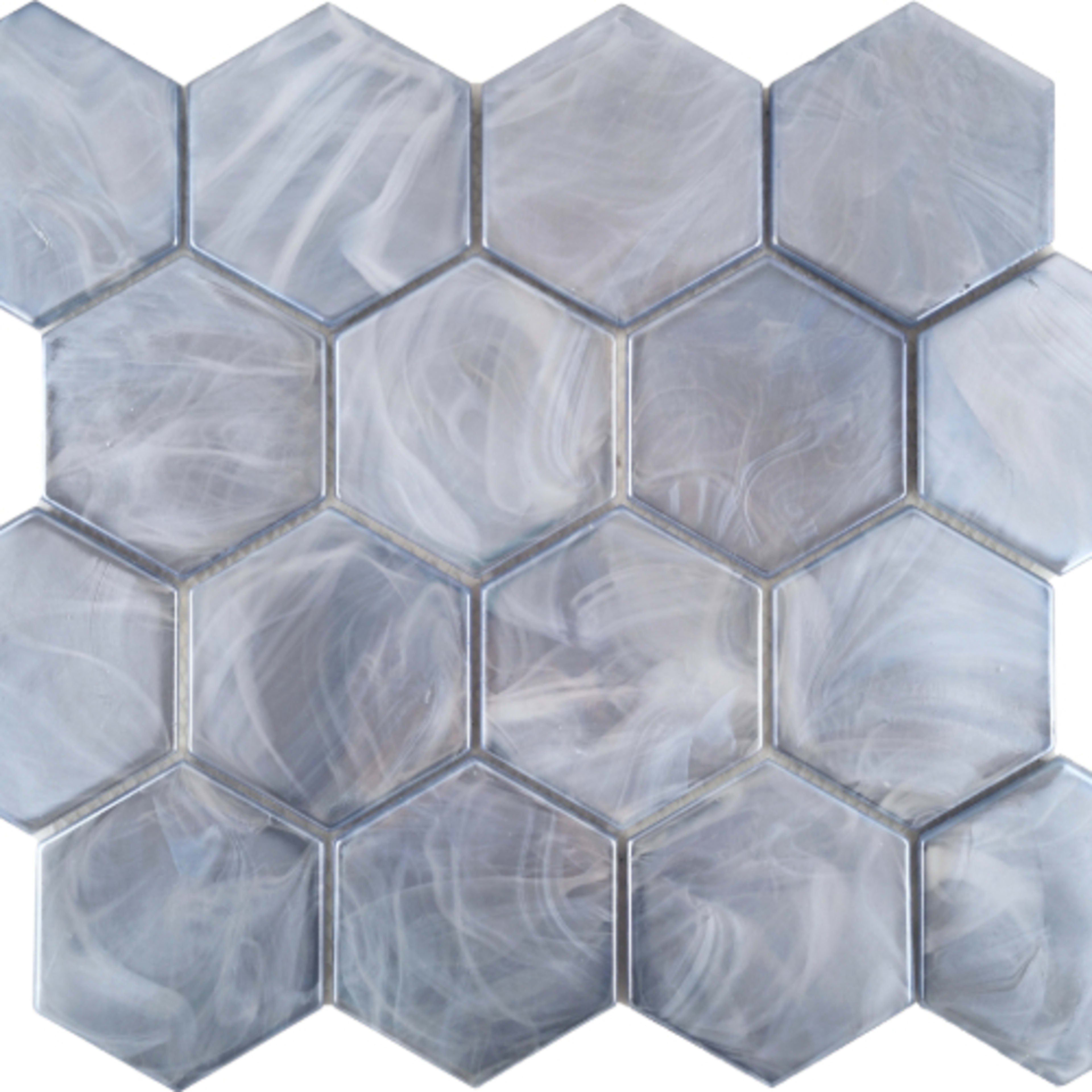 Splash in Blue / 3" Hex Glass Tile