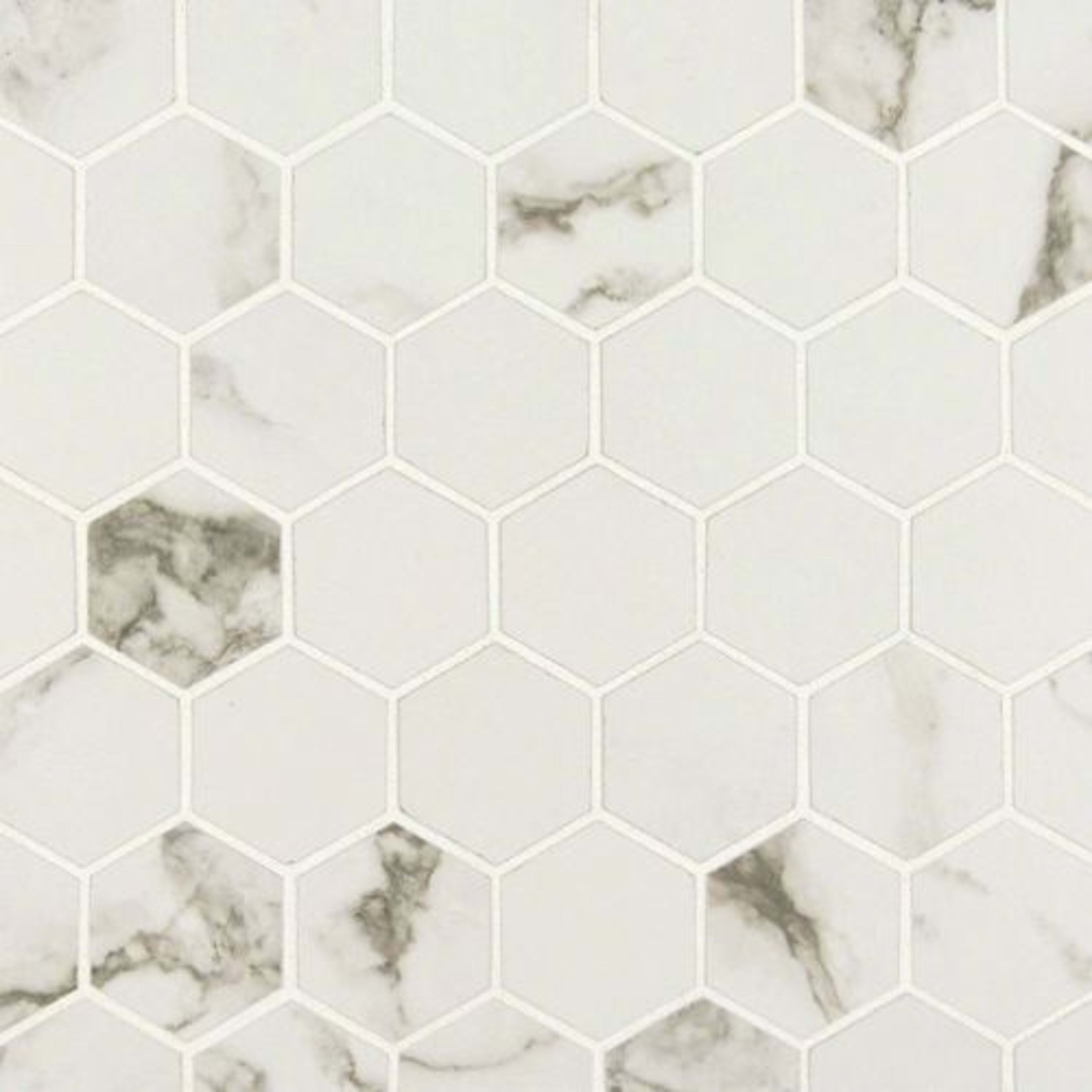 Pietra in Statuario 2” Hexagon Matte Tile