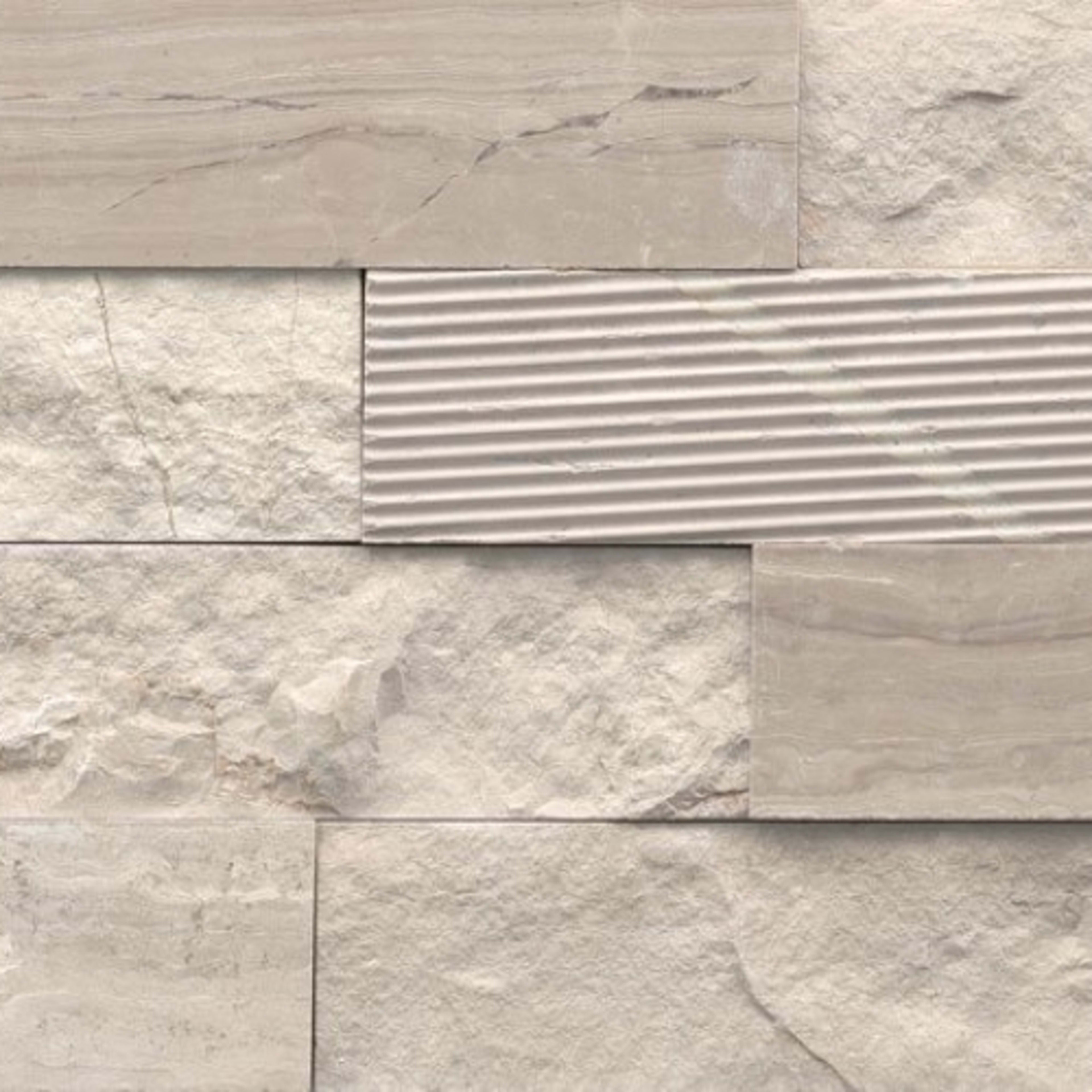 Structure in Structure 3d Ledger Cream (Limestone) 6” X 24” Natural Stone