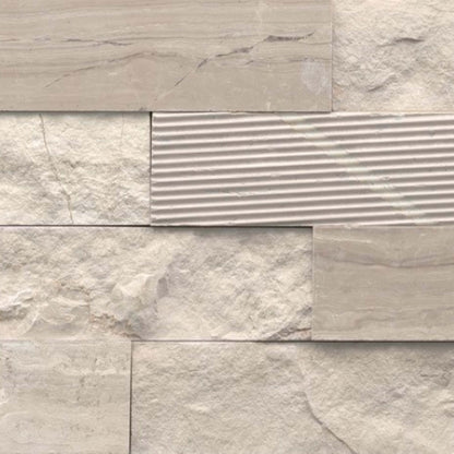 Structure in Structure 3d Ledger Cream (Limestone) 6” X 24” Natural Stone