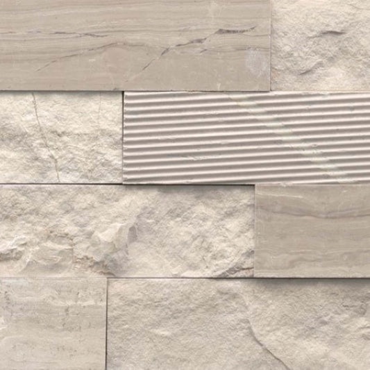 Structure in Structure 3d Ledger Cream (Limestone) 6” X 24” Natural Stone