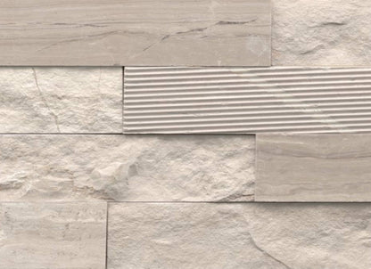 Structure in Structure 3d Ledger Cream (Limestone) 6” X 24”