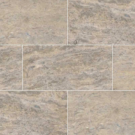 Silver Vein Cut Travertine in Gray-Dark 12x24 Natural Stone