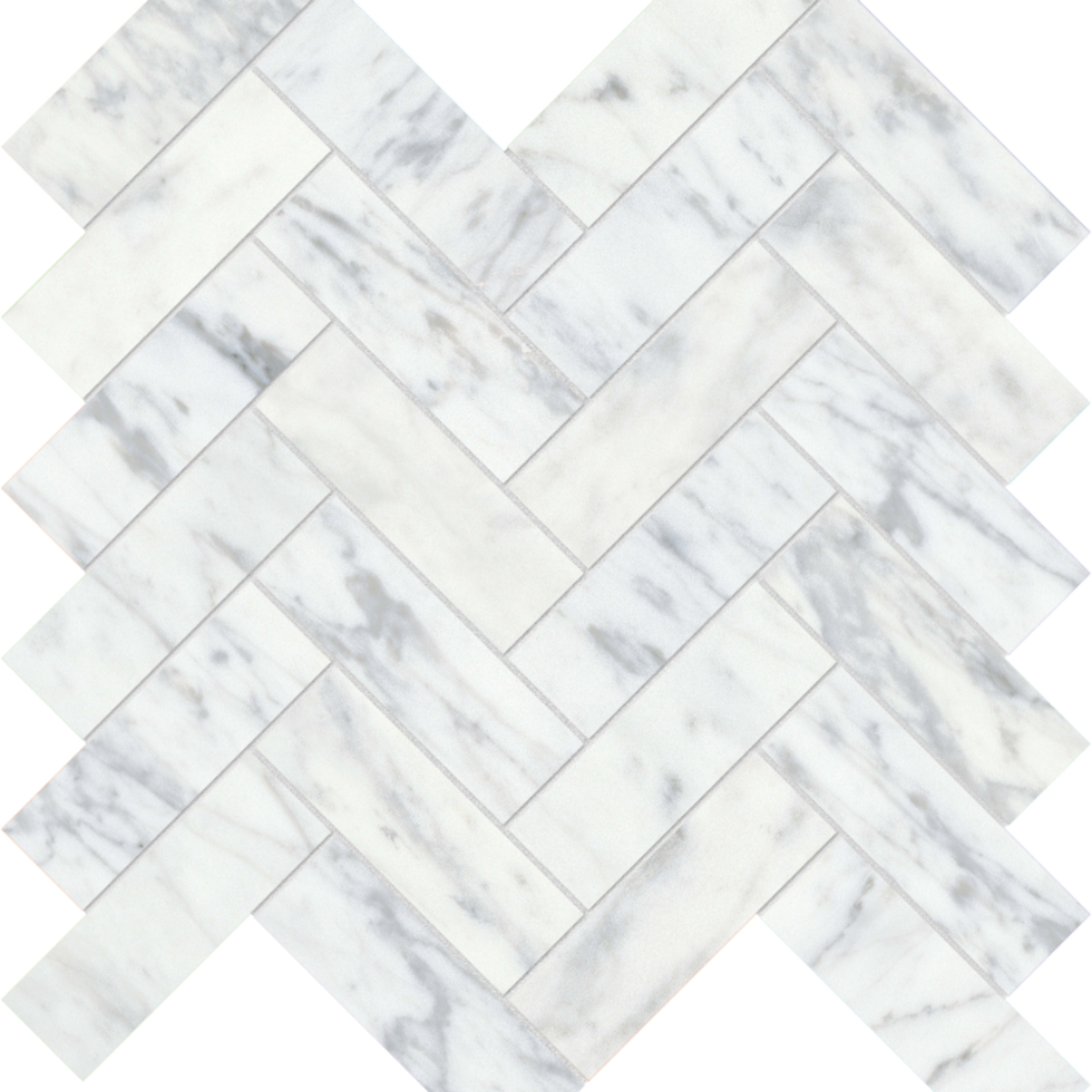 Virtue Bianco in Herringbone Mosaic Honed Natural Stone