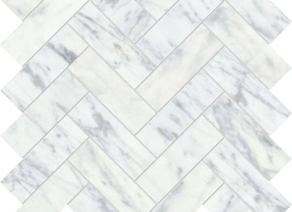 Virtue Bianco in Herringbone Mosaic Honed