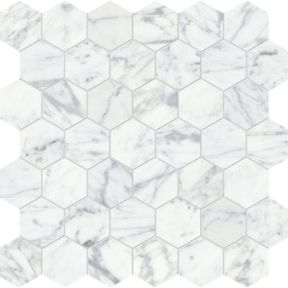 Virtue Bianco in Hexagon Mosaic Honed Natural Stone