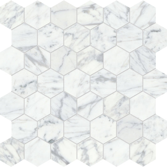 Virtue Bianco in Hexagon Mosaic Honed Natural Stone
