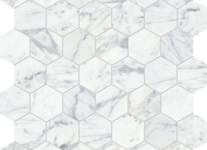 Virtue Bianco in Hexagon Mosaic Honed