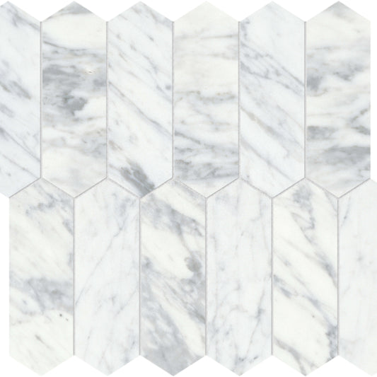 Virtue Bianco in Picket Mosaic Honed Natural Stone