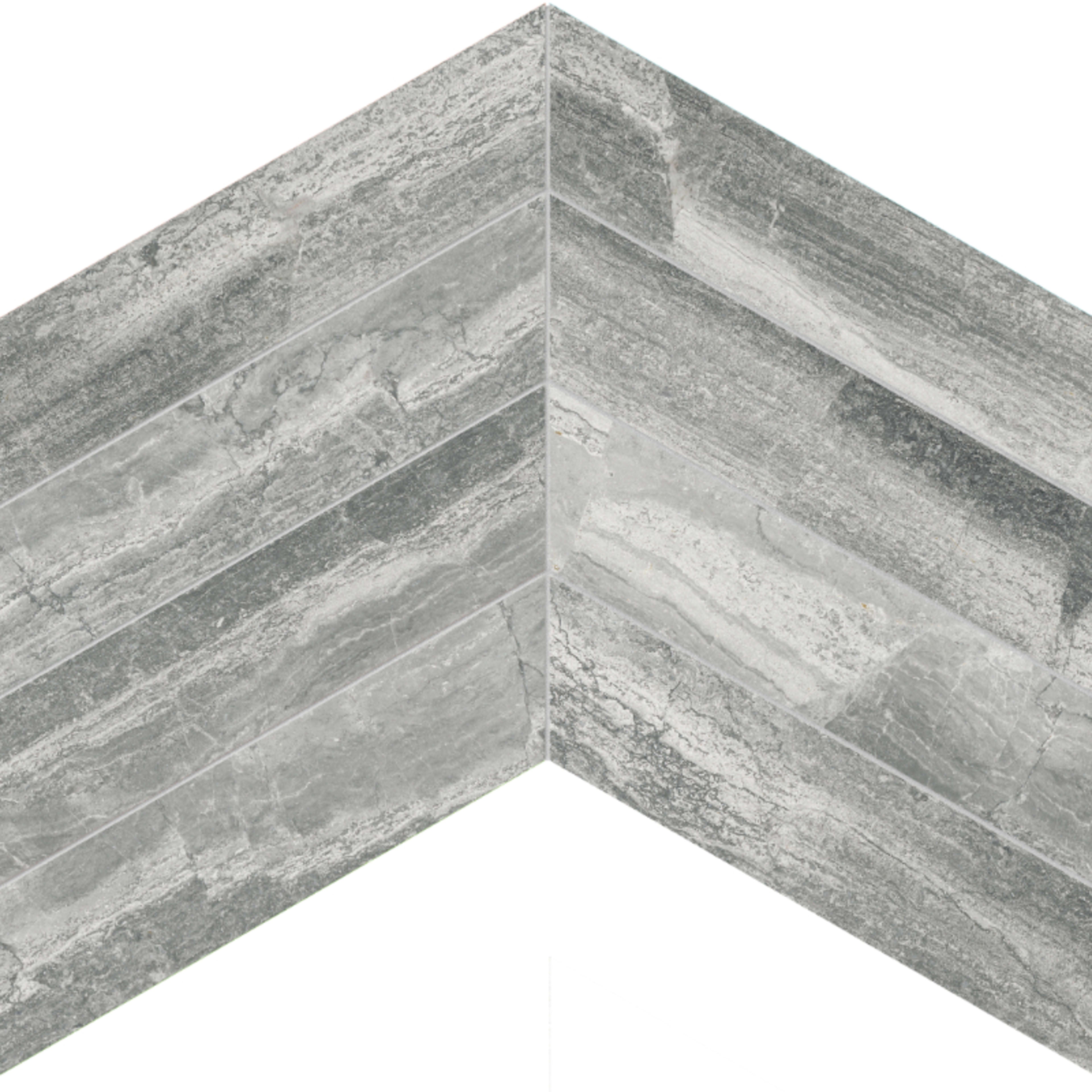 Volcana Notte in Chevron Mosaic Honed Natural Stone