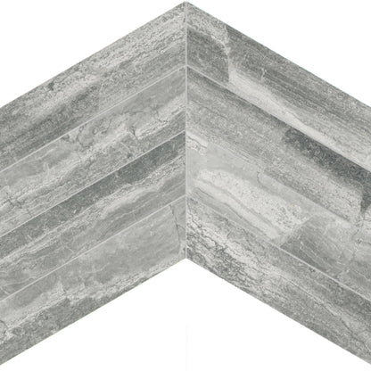 Volcana Notte in Chevron Mosaic Honed Natural Stone