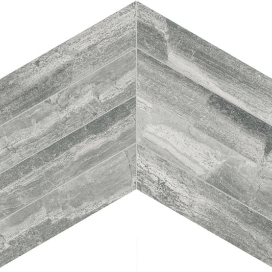 Volcana Notte in Chevron Mosaic Honed Natural Stone