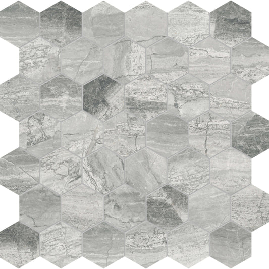 Volcana Notte in Hexagon Mosaic Honed Natural Stone