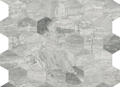 Volcana Notte in Hexagon Mosaic Honed