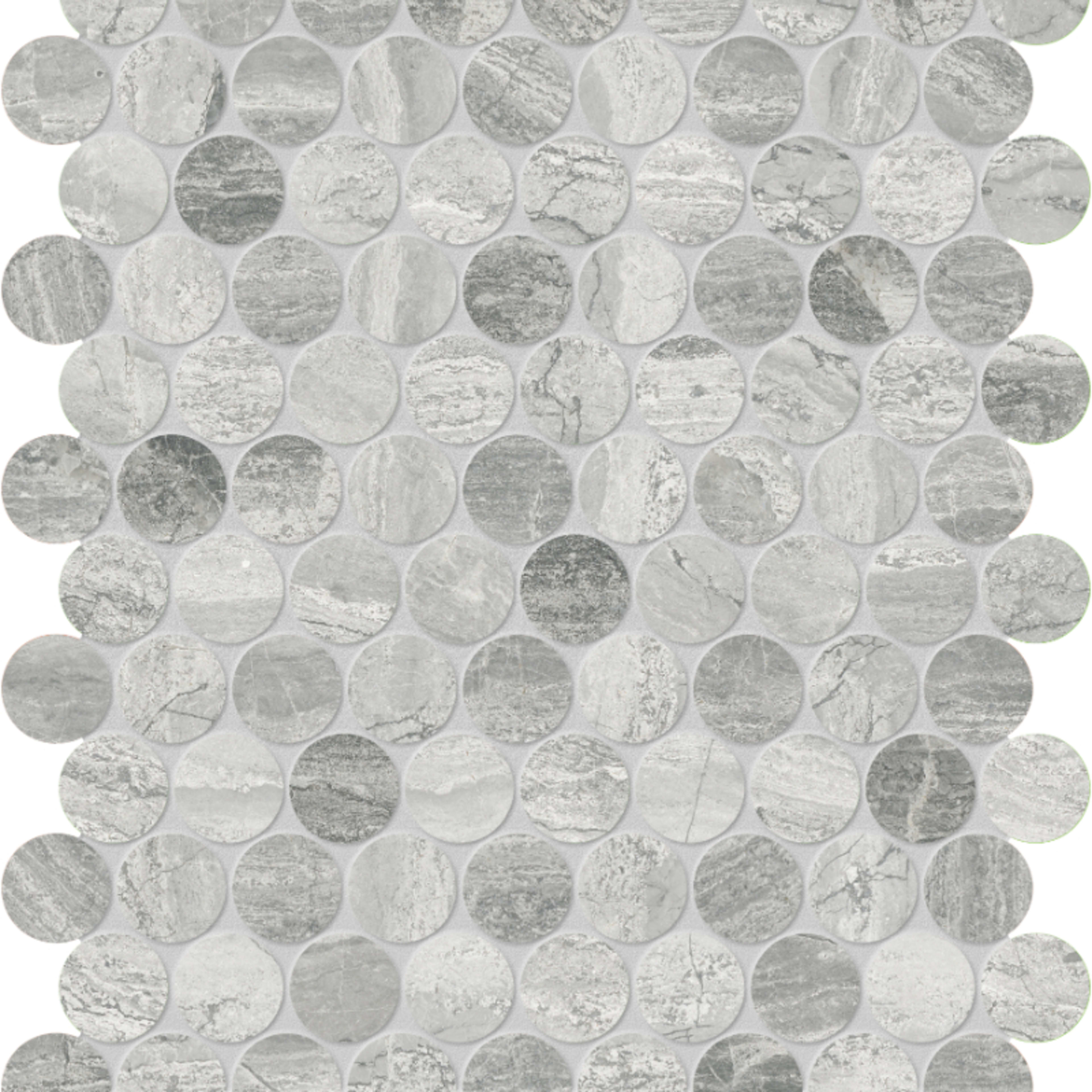 Volcana Notte in Penny Round Mosaic Honed Natural Stone