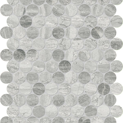 Volcana Notte in Penny Round Mosaic Honed Natural Stone