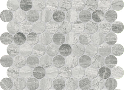 Volcana Notte in Penny Round Mosaic Honed