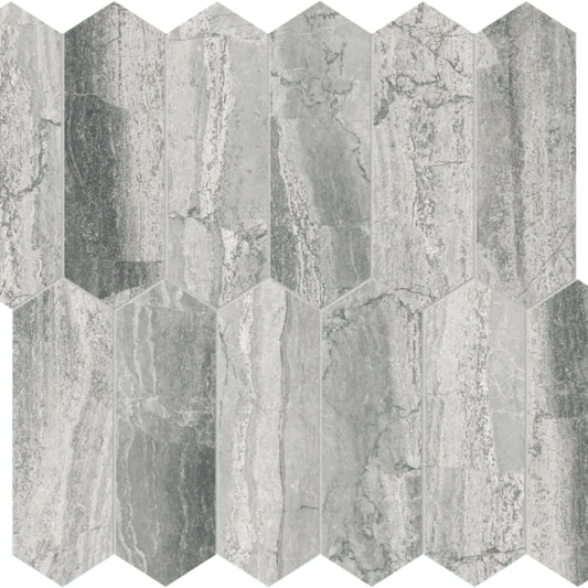 Volcana Notte in Picket Mosaic Honed Natural Stone