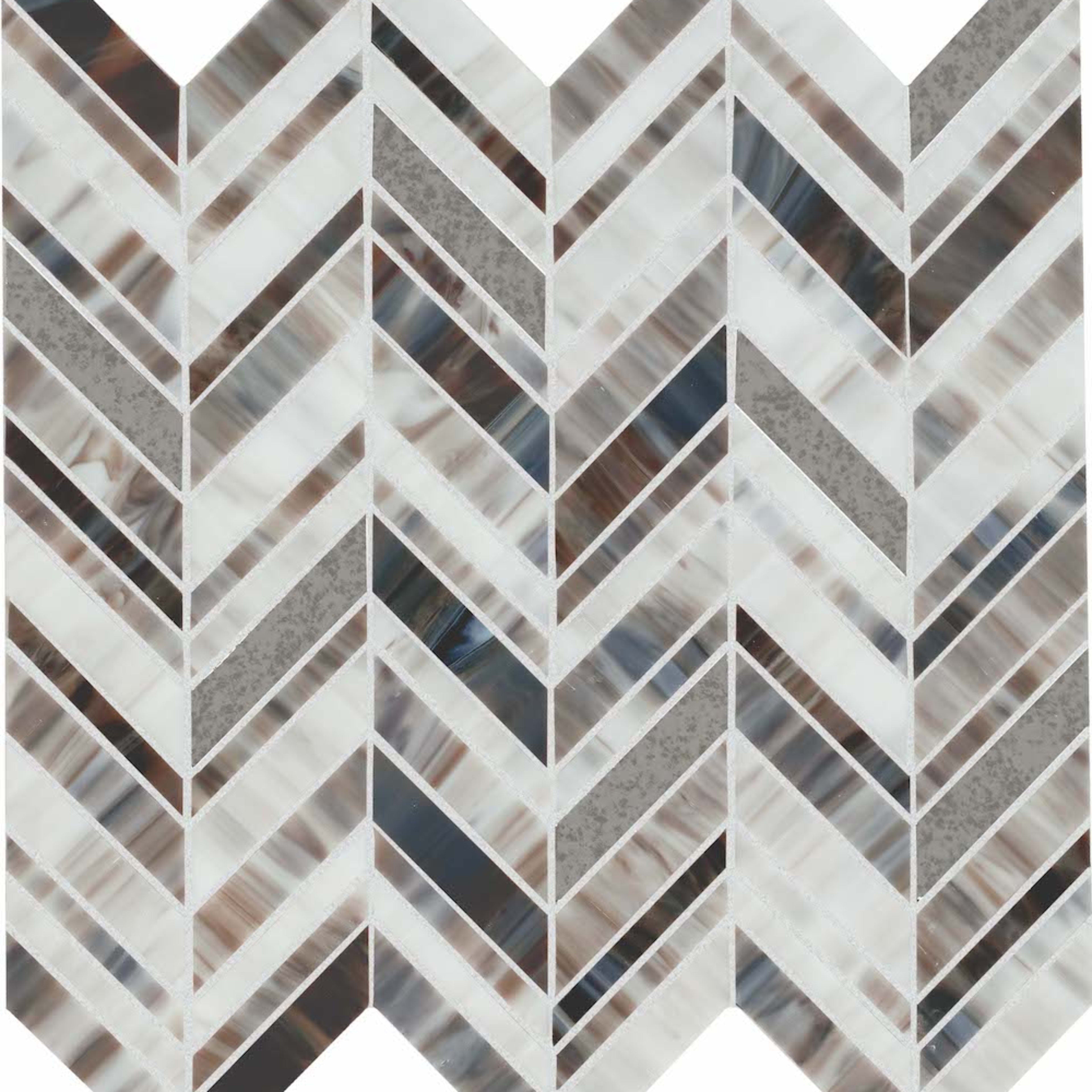Chadwick in Dark Mix Chevron Glass Tile