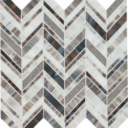 Chadwick in Dark Mix Chevron Glass Tile