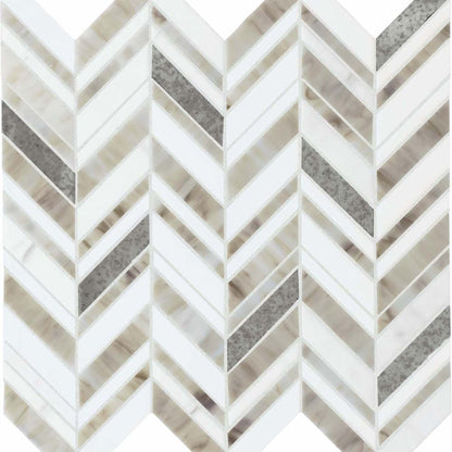 Chadwick in Light Mix Chevron Glass Tile