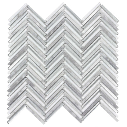 Seasons in Frost Herringbone Glass Tile