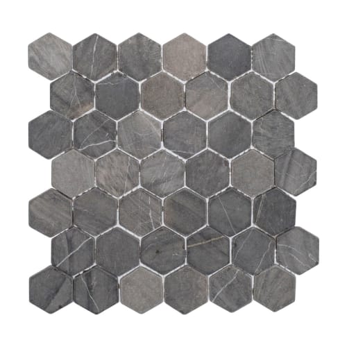 Hexagon Tile in Dark Grey - Natural
