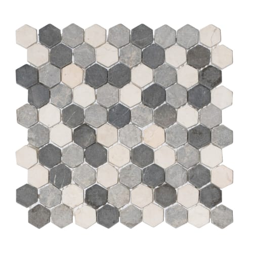 Mini Hexagon Tile in Grey Scale - Natural