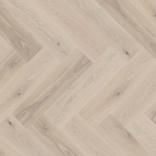 Sweet Memories Engineered - White Oak DuraMatt in Bubble Bath - 5" Herringbone Brushed Hardwood