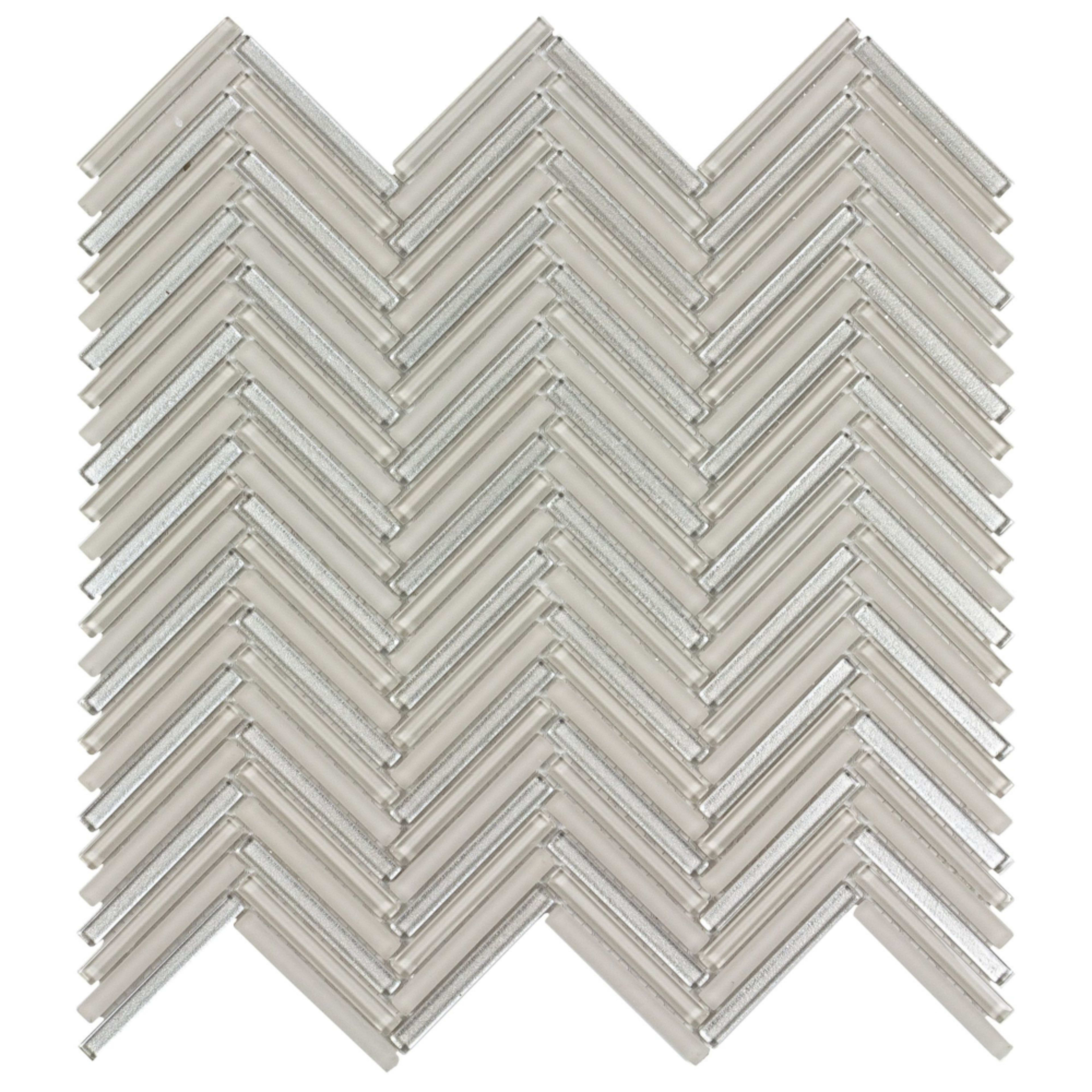 Seasons in Breeze Herringbone Glass Tile