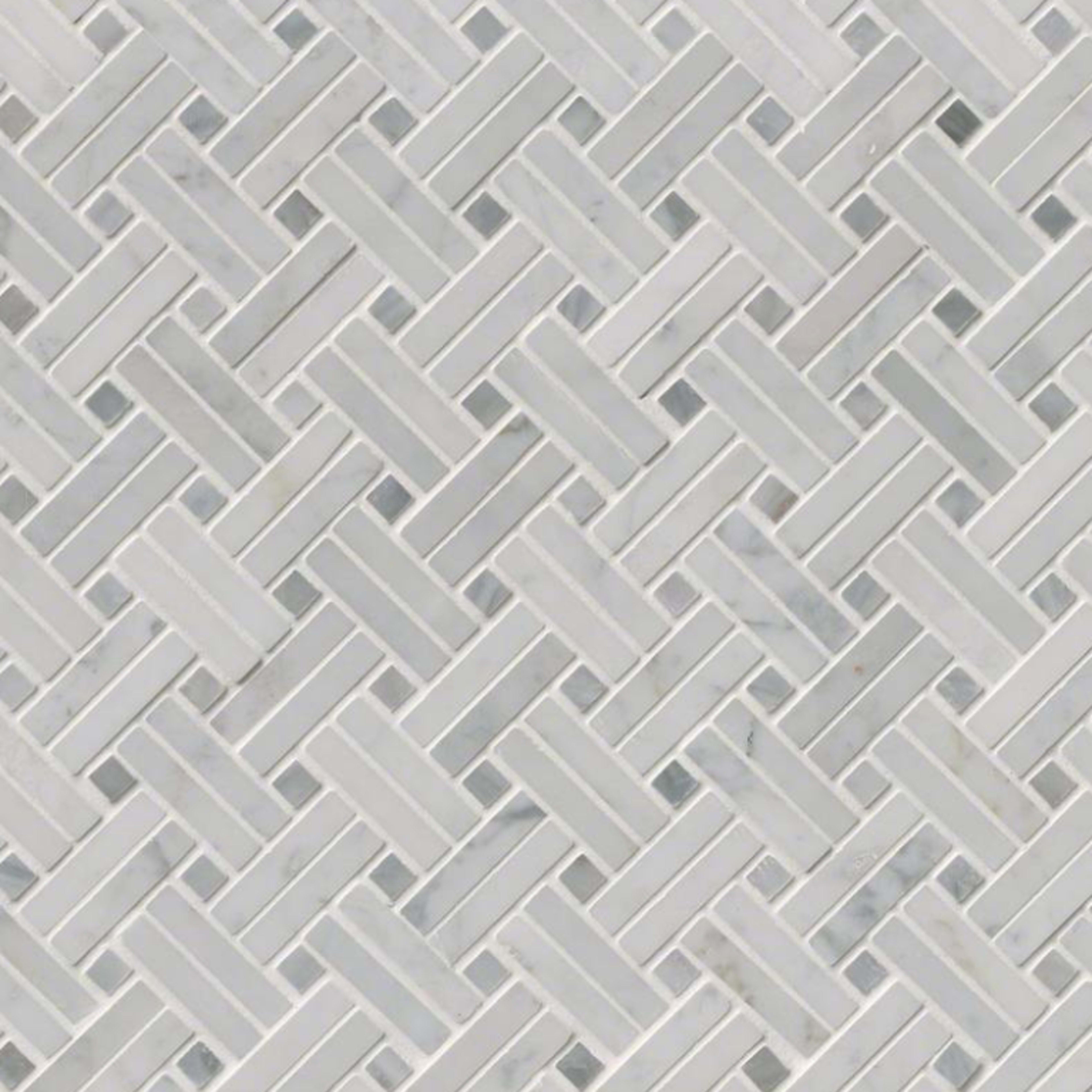 Carrara White in Carrara White - Basketweave Polished Natural Stone